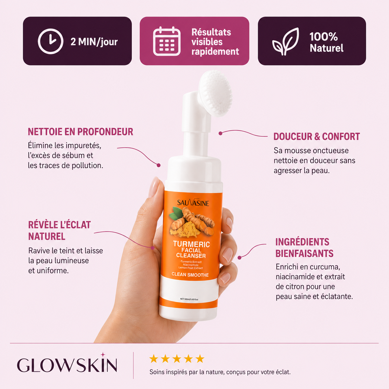 GLOWSKIN Curcuma Glow - Mousse Nettoyante Illuminatrice