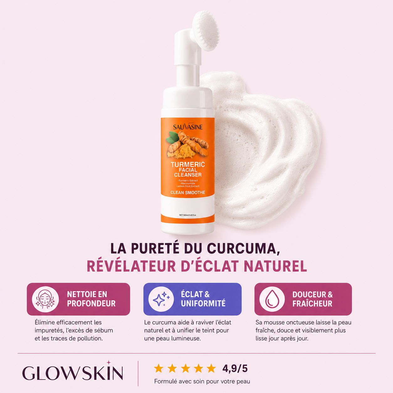 GLOWSKIN Curcuma Glow - Mousse Nettoyante Illuminatrice